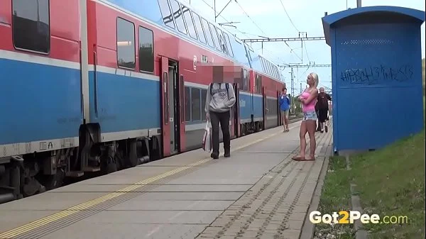 Caught Pissing On Train Platform