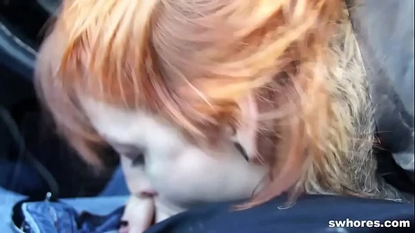 Amateur redhead street whore loves outdoor cock sucking
