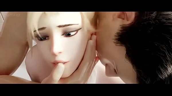 Overwatch Sluty Mercy caugth in the shower. Insane shower fucking