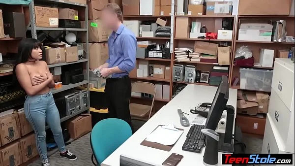 Petite latina teen thief with huge tits fucked on CCTV