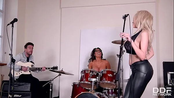 Busty babes Ava Koxxx & Sandra Star fucked real hard at band rehearsal