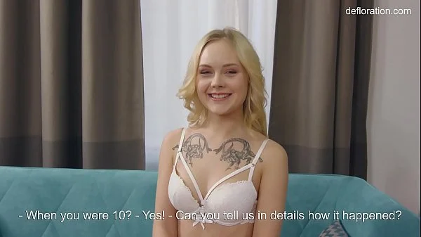 Innocent petite blonde girl confirming her virginity!