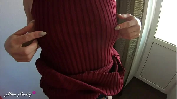 Stranger Blonde in Dress and Stockings Skillfully Sucks Cock and Fucks Hard Standing Doggy Style - Amateur Couple Sex POV