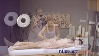 Massage Rooms Sexy pert young masseuse Katy Rose gives oily hand job