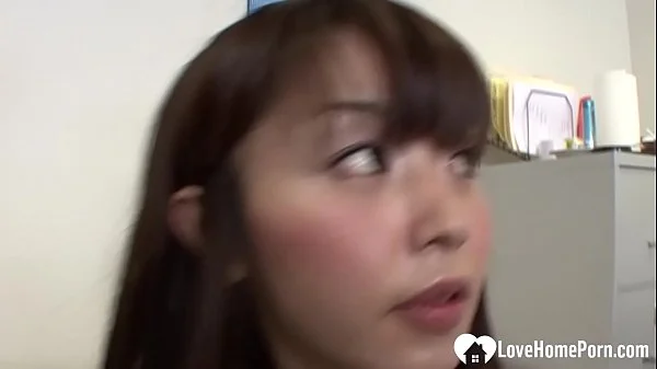 Beautiful Japanese teen spreads her legs for him