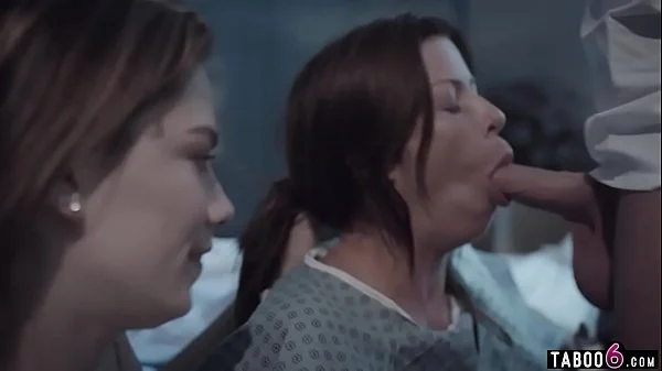 Huge boobs troubled MILF in a 3some with hospital staff