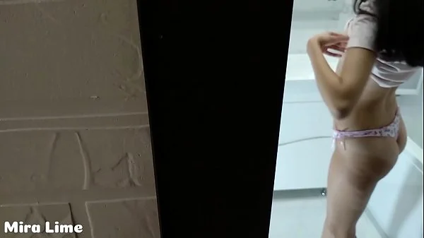 Spy and Creampie. Fuck in bathroom with 18 years old perfect teen