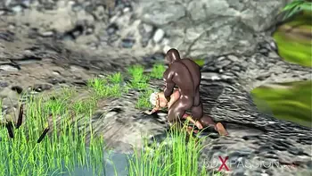 Anal sex on the jungle! A sexy girl dreams to have sex with a black man on a lost island