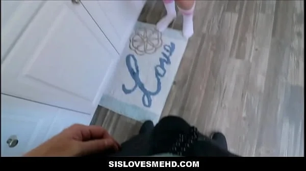 SisLovesMeHD.com - Petite Teen Step Sister Quickie Fuck With Step Brother In Family Bathroom POV