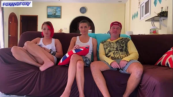 Creampie her next to girlfriend while she watches TV