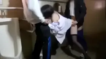 Asian slut fucked in public toilet