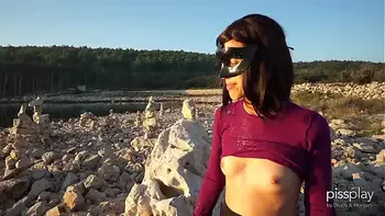 SUNRISE SEX - Public Fucking, BJ & Piss Play for Petite Cutie