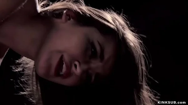 Gimp slave in latex fucked in threesome