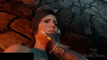 Lara Croft tied up and played with by Tifa [TheRopeDude]