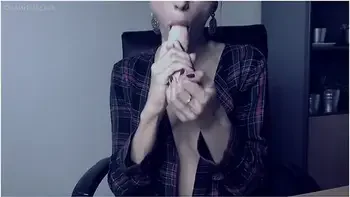 The Cumsultation. Relax In Leles Office.sloppy Dildo Suck.cum On Boobs Joi