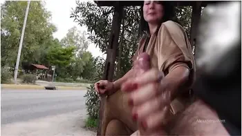 Alexandra Wett - Omg!!!! Stranger Cock Jerked Off In Public!