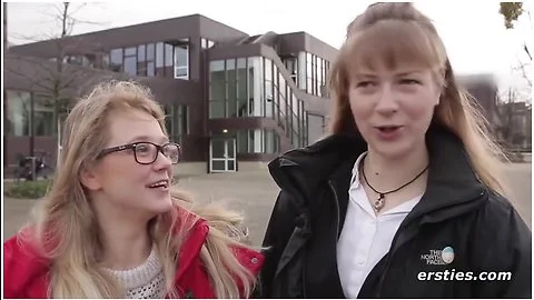 German Girls Enjoy Themselves In A Library In Berlin