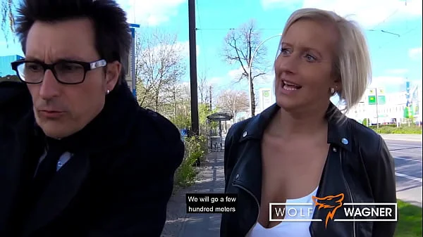 Busty Leni gets her pussy fucked & rides dick during a fake body lotion test  (FULL SCENE)! WolfWagner.com