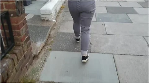 Alice - Very Public Wetting Outside Closed Public Toilets! Pee Accident!