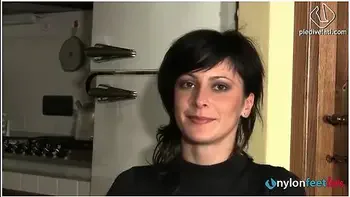 La Housewife Puts Her Smelly Feet In Pantyhose On The Table