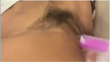 Ebony Teen 18+ Records Herself Fucking Hairy Pussy With Dildo