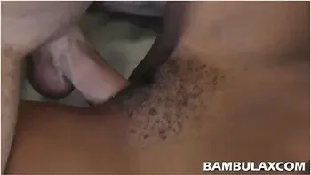 Ebony Hairy Ex-girlfriend Fucked And Creampied By Big White Cock