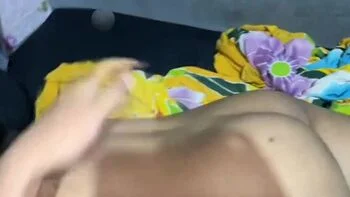 Big tits step sister gives shy handjob to step brother's huge dick close up