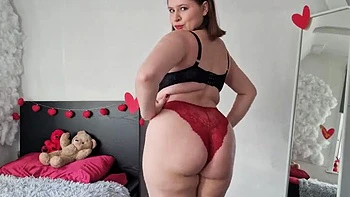 Big Ass BBW TinniAngel Try On Haul - Red Lace Panties Tease & Changing in Front of You