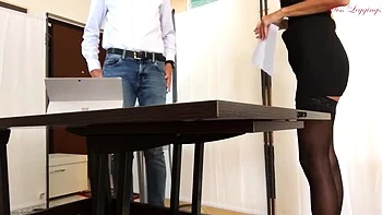 Italian MILF Blowjob Role Play - Fucking For Loan In Glasses