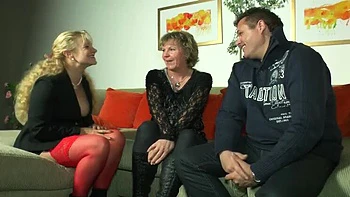 German Blonde Cougars Sharing Dick in Hot Amateur Threesome