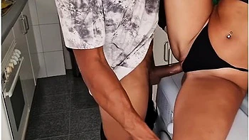 I Come Home Dressed In Leggings From The Gym And My Stepdad Gets Really Horny Fucking In The Kitchen