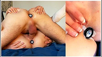 Real Couple, One Plug Each. Creampie: Amazing River Of Cum