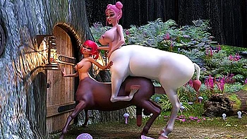 Fantastic Sentaur Girls With Horse Futa-cocks Fuck In The Woods