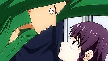 In front of the boy student supported by a sloppy busty teacher, he has given a large tits and picks his nipples.