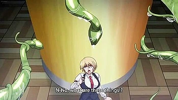 A woman is restrained by tentacles that suddenly appear, and is stripped naked, raped, and creampied.