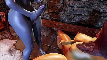 Two Futanari Elfs Masturbate Their Big Cocks