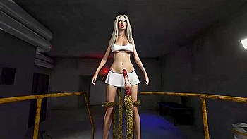 The Blonde Meets The Tentacles Of The Monster In The Bio Laboratory