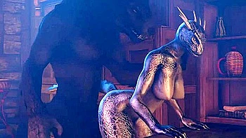 Argonian And Werewolf - Doggy Style