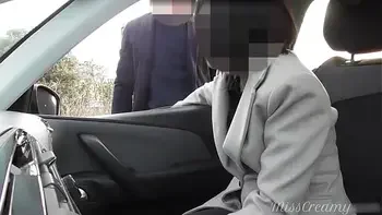 Dogging my wife in public car parking and jerks off an voyeur after work - MissCreamy