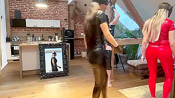 Two Latex Clad Lesbians Tease Slave Bdsm Porn