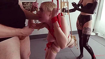 Bondage Puppet Gets Spun Around For Rough Anal And Atm