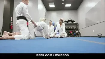 Karate Hotties (Olivia Grey) (Abigail Peach) (Bella Rolland) Share their instructors big cock - BFFS