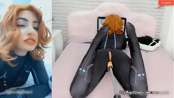 Black Widow Loves Your Cock in her Pussy - Big Toy on a Sex Machine - Cosplay Girl HD