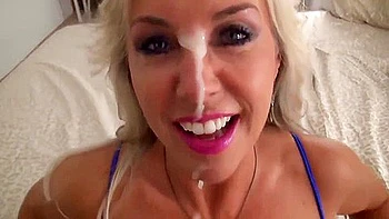 Black Dick Spurts Jizz Over Milfs Face