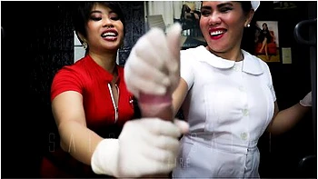 Evil Pinay Nurses Salome Salvi And Dominafire Perform Sounding And Blowjob On Unlucky Slave