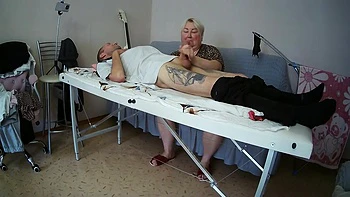Stepmother-in-law Sucks And Jerks Off My Dick On The Massage Table And Swallows Cum
