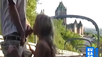 A Beautiful Blonde Girl Fucks Outdoor