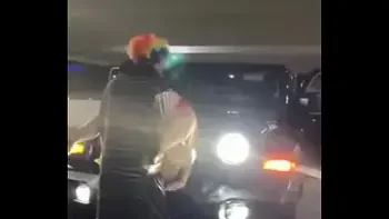 Pink hair whore gets pounded on jeep