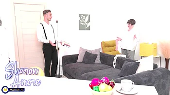 Toyboy Student Gets Caught By His 77 Year Old Anal Loving Granny Landlord Sharon Amore Jerking Off