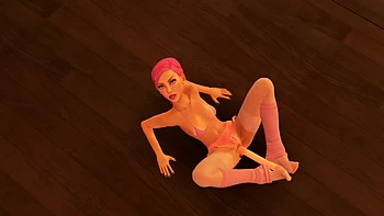 Pink Is Using Her Dildo with Her Feet